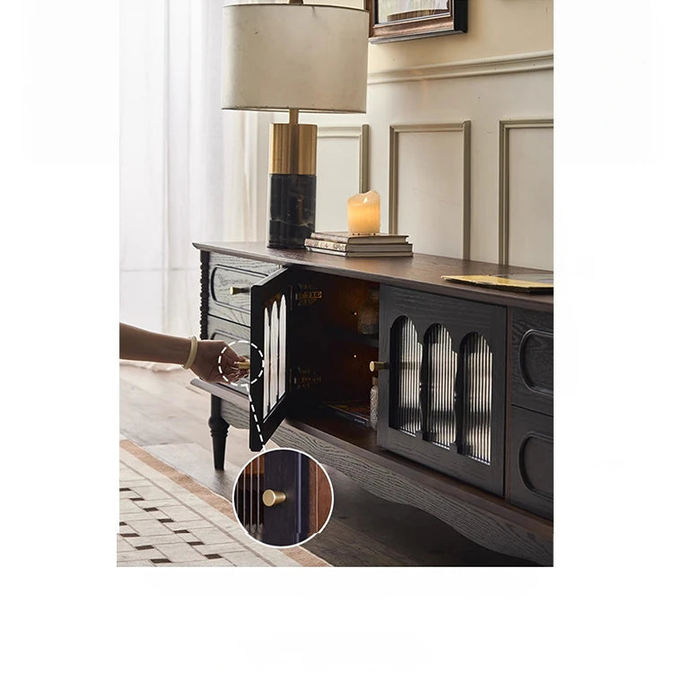 アッシュ材とガラスのシックなテレビ台 | モダンな収納とスタイリッシュなデザイン hsysg-4989