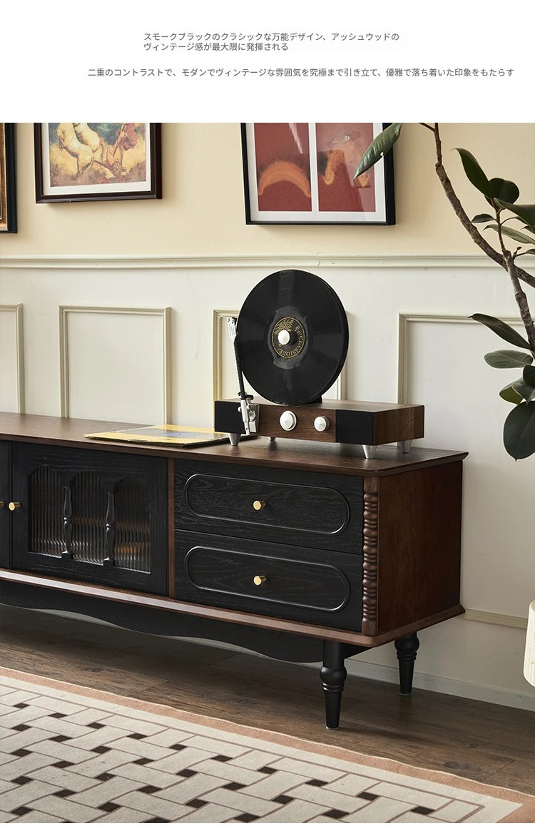 アッシュ材とガラスのシックなテレビ台 | モダンな収納とスタイリッシュなデザイン hsysg-4989