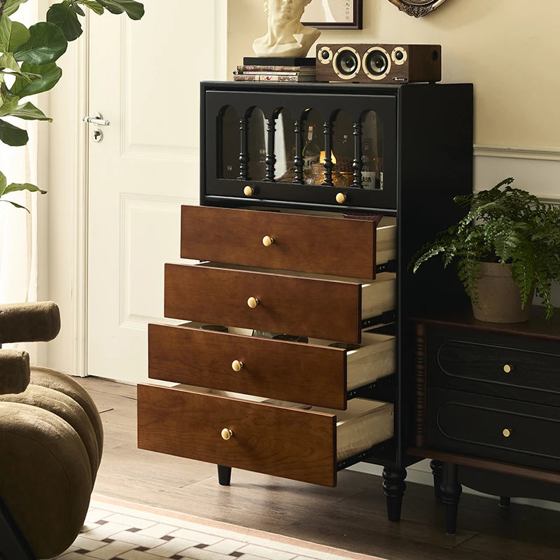 アッシュ材キャビネット - 美しいガラス扉付き、スタイリッシュな収納家具 hsysg-4990