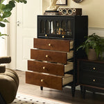 アッシュ材キャビネット - 美しいガラス扉付き、スタイリッシュな収納家具 hsysg-4990