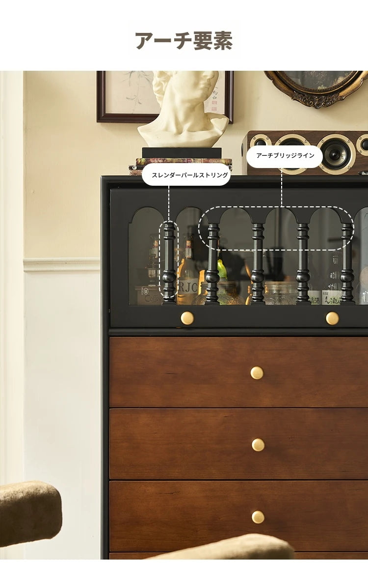 アッシュ材キャビネット - 美しいガラス扉付き、スタイリッシュな収納家具 hsysg-4990