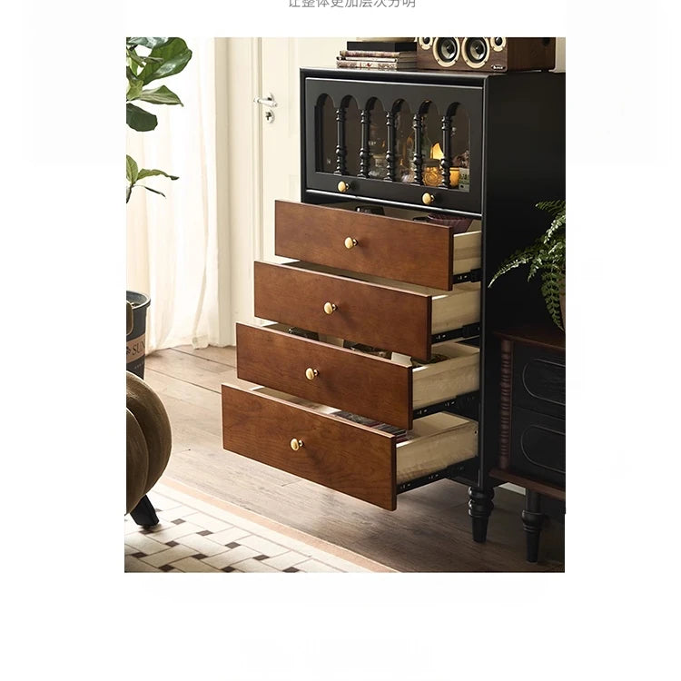 アッシュ材キャビネット - 美しいガラス扉付き、スタイリッシュな収納家具 hsysg-4990