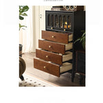 アッシュ材キャビネット - 美しいガラス扉付き、スタイリッシュな収納家具 hsysg-4990