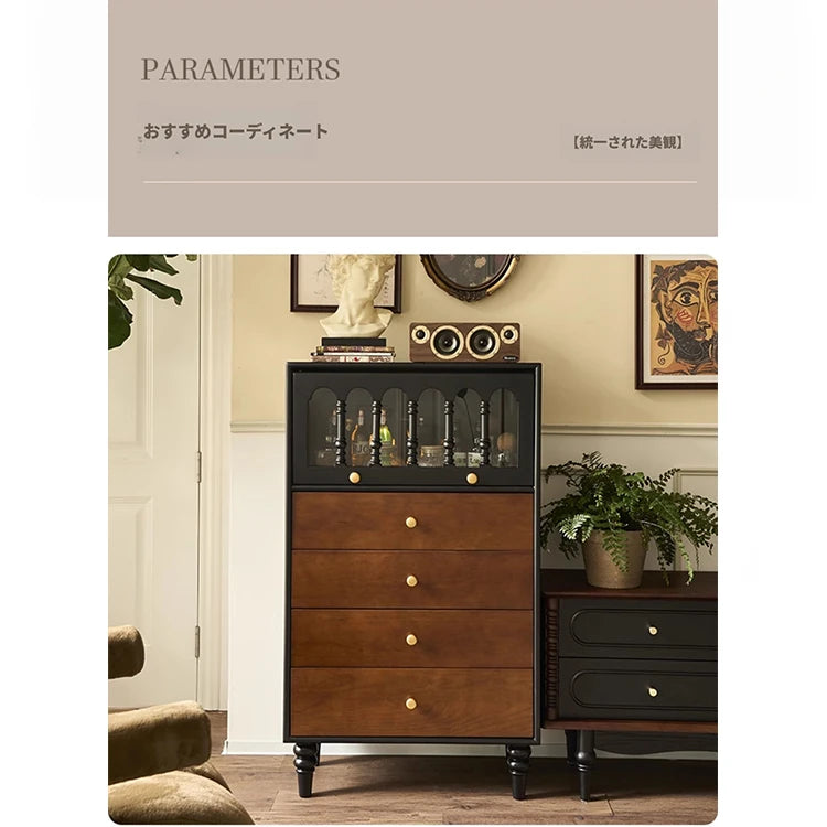 アッシュ材キャビネット - 美しいガラス扉付き、スタイリッシュな収納家具 hsysg-4990