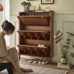 アッシュ材製モダンキャビネット|チェックパターン扉付き収納家具|スタイリッシュなインテリアに最適 hsysg-4992