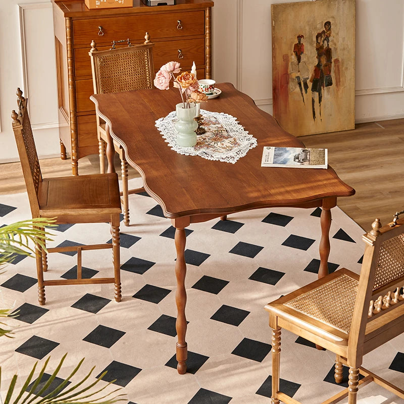 アッシュ材のクラシックデザインテーブル|エレガントなダイニングスタイルを演出するインテリア家具 hsysg-4993