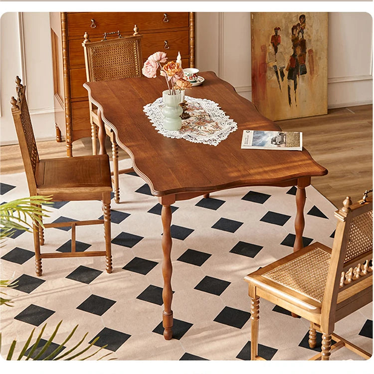 アッシュ材のクラシックデザインテーブル|エレガントなダイニングスタイルを演出するインテリア家具 hsysg-4993