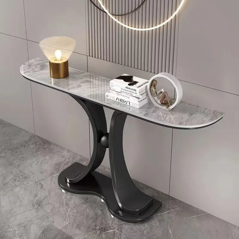 ラグジュアリーな極スリム玄関テーブル セラミック天板のモダンコンソール 壁付け設置 シンプルでミニマルな廊下用サイドボード htlty-3548