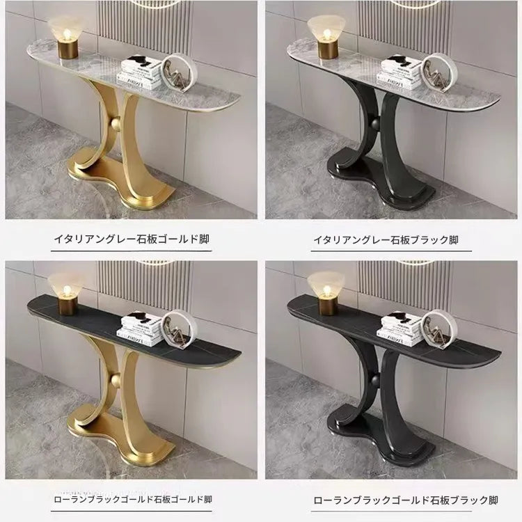ラグジュアリーな極スリム玄関テーブル セラミック天板のモダンコンソール 壁付け設置 シンプルでミニマルな廊下用サイドボード htlty-3548