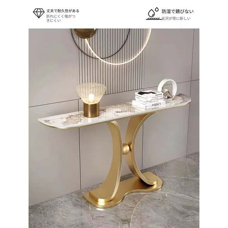 ラグジュアリーな極スリム玄関テーブル セラミック天板のモダンコンソール 壁付け設置 シンプルでミニマルな廊下用サイドボード htlty-3548