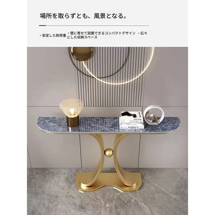 ラグジュアリーな極スリム玄関テーブル セラミック天板のモダンコンソール 壁付け設置 シンプルでミニマルな廊下用サイドボード htlty-3548
