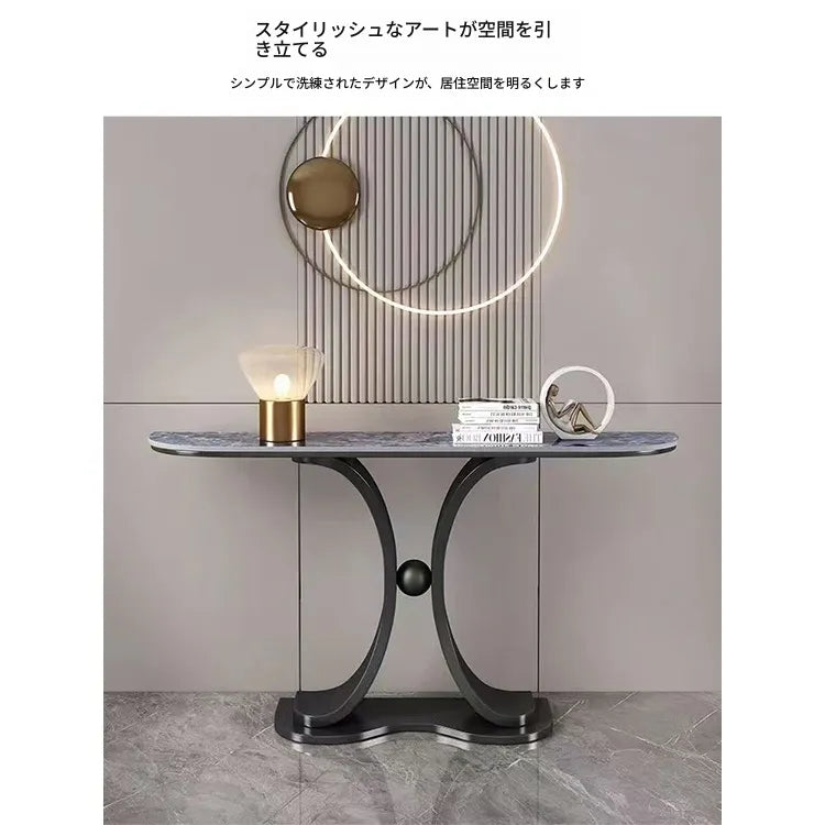ラグジュアリーな極スリム玄関テーブル セラミック天板のモダンコンソール 壁付け設置 シンプルでミニマルな廊下用サイドボード htlty-3548