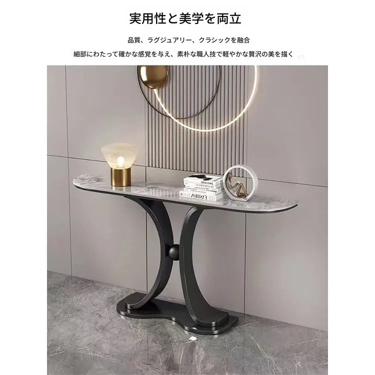 ラグジュアリーな極スリム玄関テーブル セラミック天板のモダンコンソール 壁付け設置 シンプルでミニマルな廊下用サイドボード htlty-3548