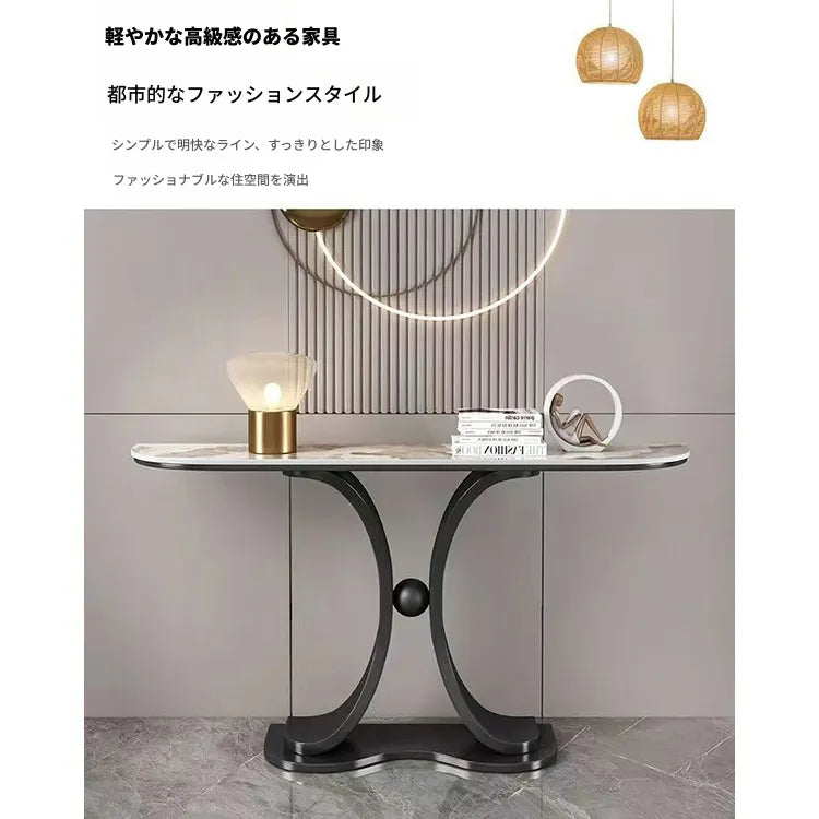 ラグジュアリーな極スリム玄関テーブル セラミック天板のモダンコンソール 壁付け設置 シンプルでミニマルな廊下用サイドボード htlty-3548
