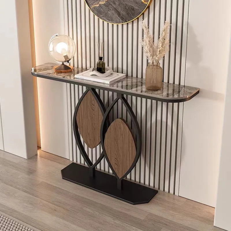 イタリアンスタイル玄関コンソール セラミック天板のエントランステーブル シンプル収納棚 モダンでラグジュアリーなリビング壁付けテーブル htlty-3549