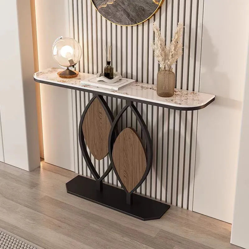 イタリアンスタイル玄関コンソール セラミック天板のエントランステーブル シンプル収納棚 モダンでラグジュアリーなリビング壁付けテーブル htlty-3549