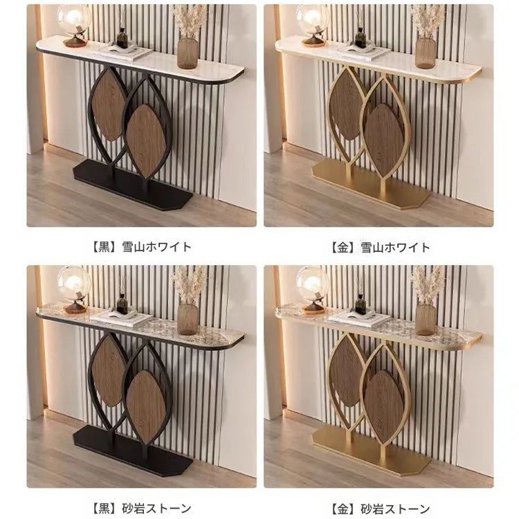 イタリアンスタイル玄関コンソール セラミック天板のエントランステーブル シンプル収納棚 モダンでラグジュアリーなリビング壁付けテーブル htlty-3549