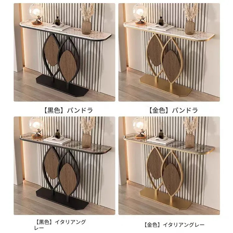 イタリアンスタイル玄関コンソール セラミック天板のエントランステーブル シンプル収納棚 モダンでラグジュアリーなリビング壁付けテーブル htlty-3549