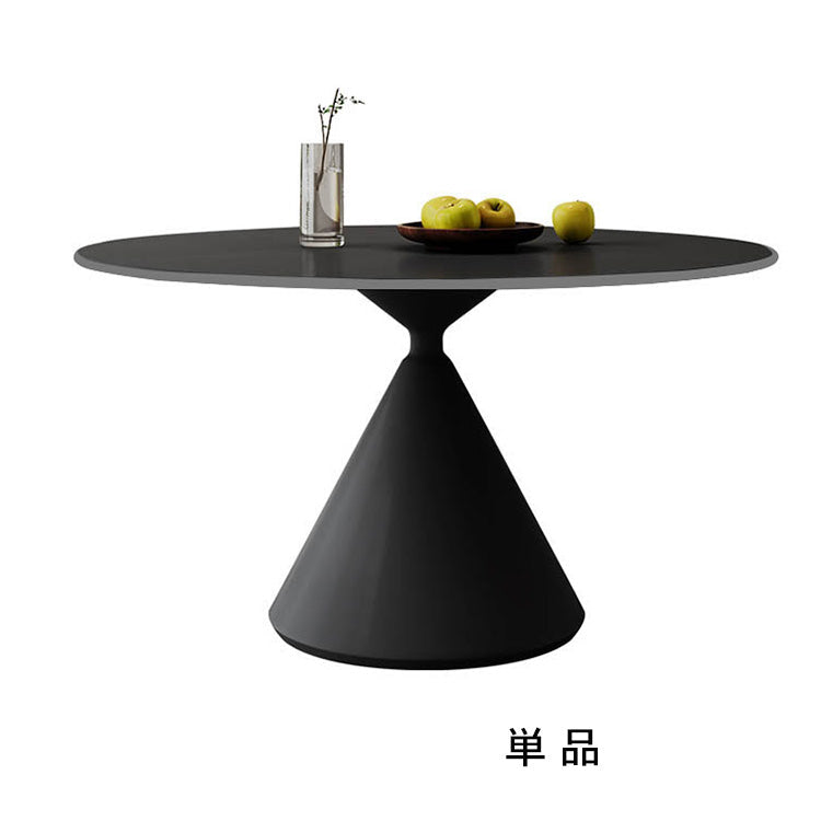 ホワイトマット岩板 2人掛け ラウンドダイニングテーブル チェアセット 小スペース向け モダン ブラック ホワイト シンプル クリーム風デザインhtt-3531