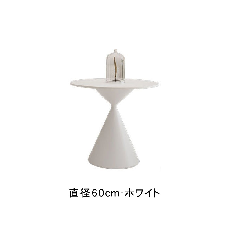 クリームカラーの小さなラウンドコーヒーテーブル 省スペース 寝室 ソファ横 ベッドサイド バルコニーにぴったりの新作ミニテーブル htt-3532