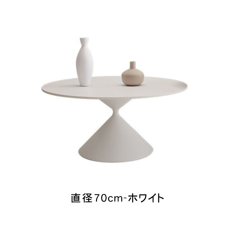 クリームカラーの小さなラウンドコーヒーテーブル 省スペース 寝室 ソファ横 ベッドサイド バルコニーにぴったりの新作ミニテーブル htt-3532
