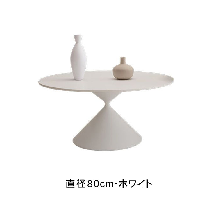 クリームカラーの小さなラウンドコーヒーテーブル 省スペース 寝室 ソファ横 ベッドサイド バルコニーにぴったりの新作ミニテーブル htt-3532