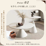 クリームカラーの小さなラウンドコーヒーテーブル 省スペース 寝室 ソファ横 ベッドサイド バルコニーにぴったりの新作ミニテーブル htt-3532