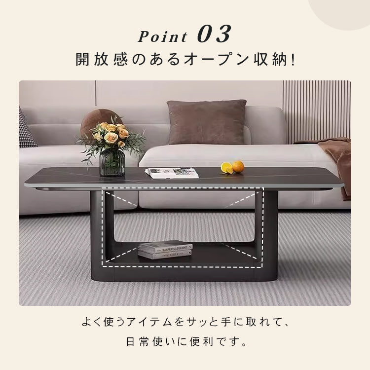 現代ラグジュアリー×ミニマルデザイン セラミックストーン天板リビングテーブル|新作 小空間対応 クリエイティブ 高級感漂う長方形テーブル htt-3545