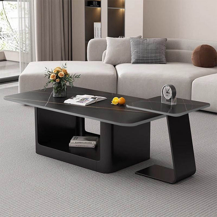 現代ラグジュアリー×ミニマルデザイン セラミックストーン天板リビングテーブル|新作 小空間対応 クリエイティブ 高級感漂う長方形テーブル htt-3545