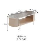 フレンチクリーム風|移動式ローテーブル|リビング用|省スペース対応|楕円形|高見えシンプルサイドテーブル htt-3841