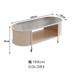 フレンチクリーム風|移動式ローテーブル|リビング用|省スペース対応|楕円形|高見えシンプルサイドテーブル htt-3841