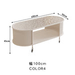 フレンチクリーム風|移動式ローテーブル|リビング用|省スペース対応|楕円形|高見えシンプルサイドテーブル htt-3841