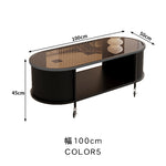 フレンチクリーム風|移動式ローテーブル|リビング用|省スペース対応|楕円形|高見えシンプルサイドテーブル htt-3841