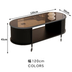 フレンチクリーム風|移動式ローテーブル|リビング用|省スペース対応|楕円形|高見えシンプルサイドテーブル htt-3841