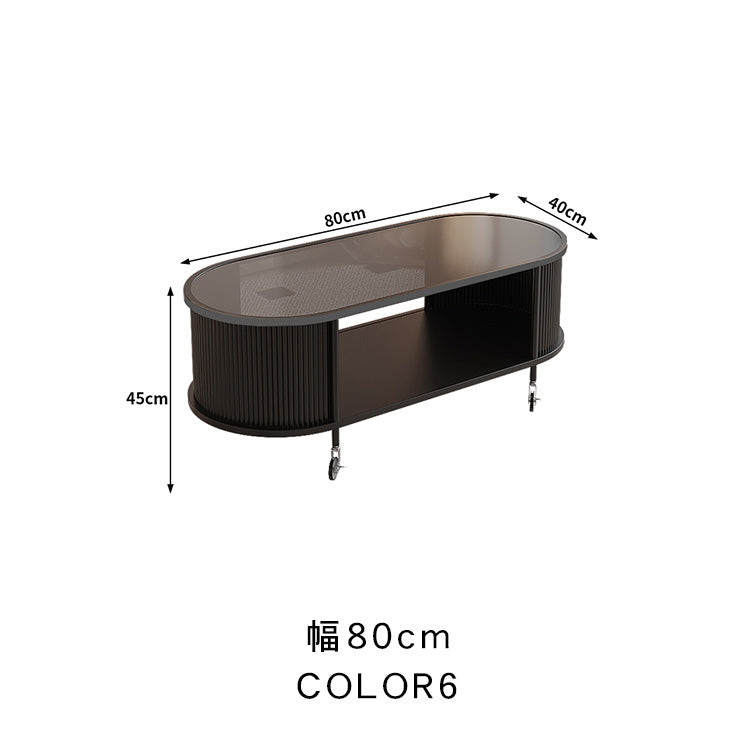 フレンチクリーム風|移動式ローテーブル|リビング用|省スペース対応|楕円形|高見えシンプルサイドテーブル htt-3841