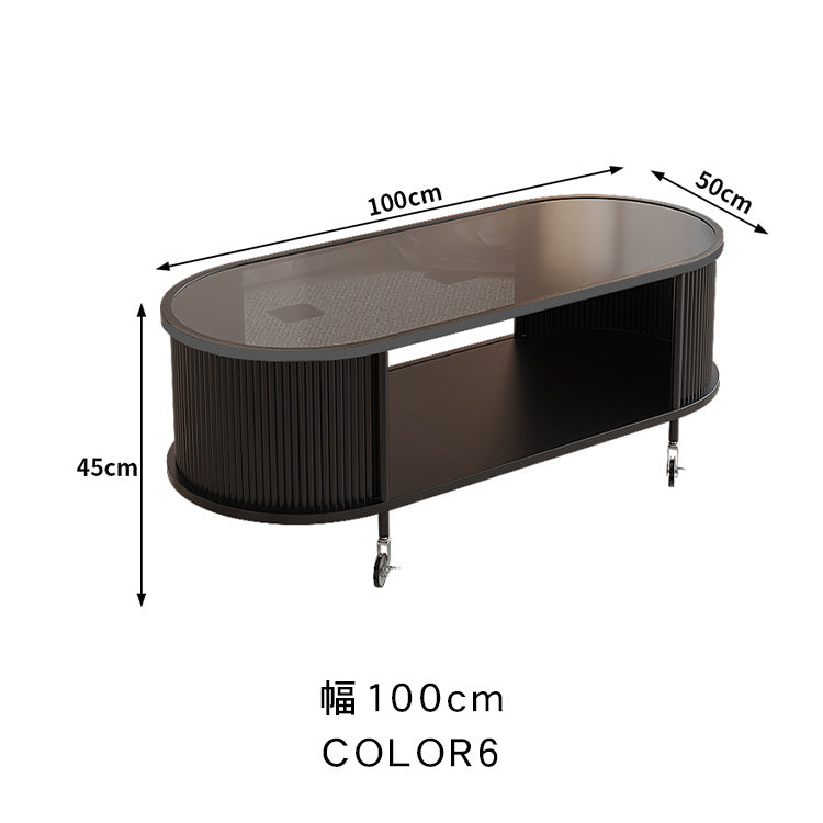 フレンチクリーム風|移動式ローテーブル|リビング用|省スペース対応|楕円形|高見えシンプルサイドテーブル htt-3841