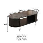 フレンチクリーム風|移動式ローテーブル|リビング用|省スペース対応|楕円形|高見えシンプルサイドテーブル htt-3841