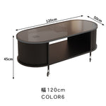 フレンチクリーム風|移動式ローテーブル|リビング用|省スペース対応|楕円形|高見えシンプルサイドテーブル htt-3841