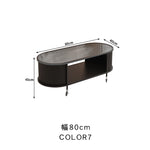 フレンチクリーム風|移動式ローテーブル|リビング用|省スペース対応|楕円形|高見えシンプルサイドテーブル htt-3841