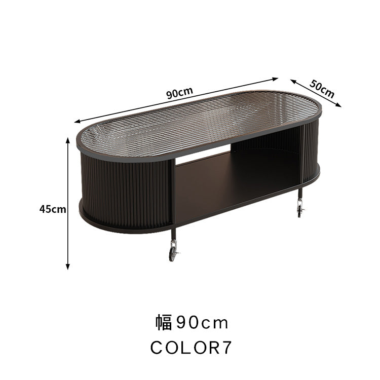 フレンチクリーム風|移動式ローテーブル|リビング用|省スペース対応|楕円形|高見えシンプルサイドテーブル htt-3841