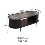 フレンチクリーム風|移動式ローテーブル|リビング用|省スペース対応|楕円形|高見えシンプルサイドテーブル htt-3841