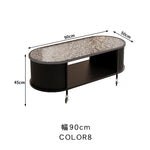 フレンチクリーム風|移動式ローテーブル|リビング用|省スペース対応|楕円形|高見えシンプルサイドテーブル htt-3841