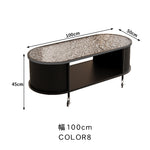 フレンチクリーム風|移動式ローテーブル|リビング用|省スペース対応|楕円形|高見えシンプルサイドテーブル htt-3841