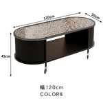 フレンチクリーム風|移動式ローテーブル|リビング用|省スペース対応|楕円形|高見えシンプルサイドテーブル htt-3841