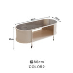 フレンチクリーム風|移動式ローテーブル|リビング用|省スペース対応|楕円形|高見えシンプルサイドテーブル htt-3841