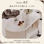 フレンチクリーム風|移動式ローテーブル|リビング用|省スペース対応|楕円形|高見えシンプルサイドテーブル htt-3841