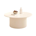 セラミック天板ローテーブル|ミニマルモダン|小スペース向け|ミルキーホワイト|円形センターテーブル htt-3842