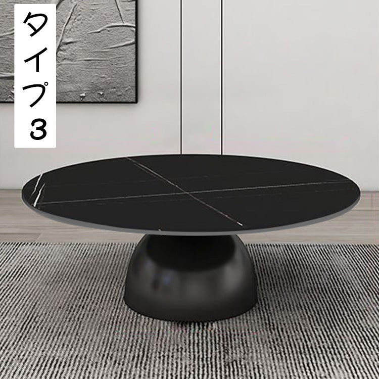 北欧ミニマル セラミック天板 ラウンドリビングテーブル 小スペース向け モダン&ライトラグジュアリー 大理石調ソファサイドテーブル htt-3846