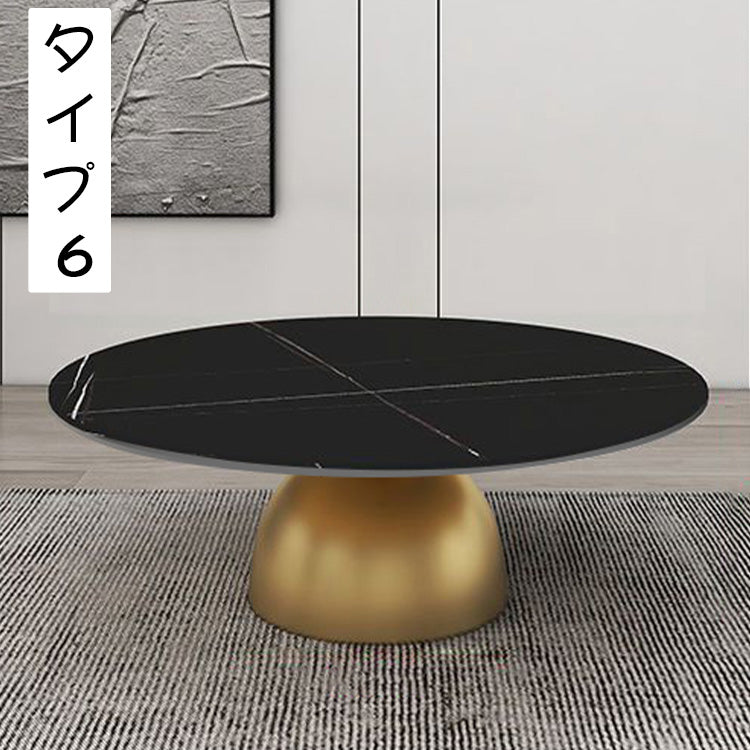 北欧ミニマル セラミック天板 ラウンドリビングテーブル 小スペース向け モダン&ライトラグジュアリー 大理石調ソファサイドテーブル htt-3846