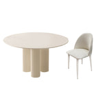純白セラミック天板の丸型 2人掛け ダイニングテーブル フレンチ風モダン 小型空間にも htt-3848